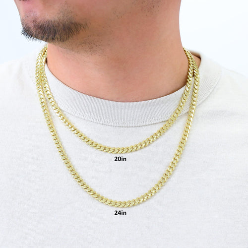 14k Yellow Gold 6mm Cuban Chain Necklace E5020