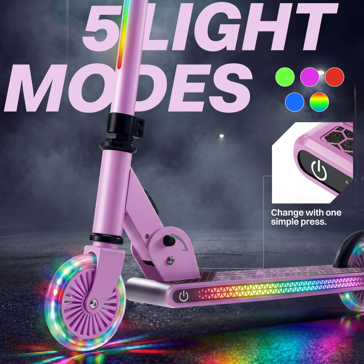 Light Up 2 Wheel Foldable Kids Kick Scooter with Adjustable Height C8322