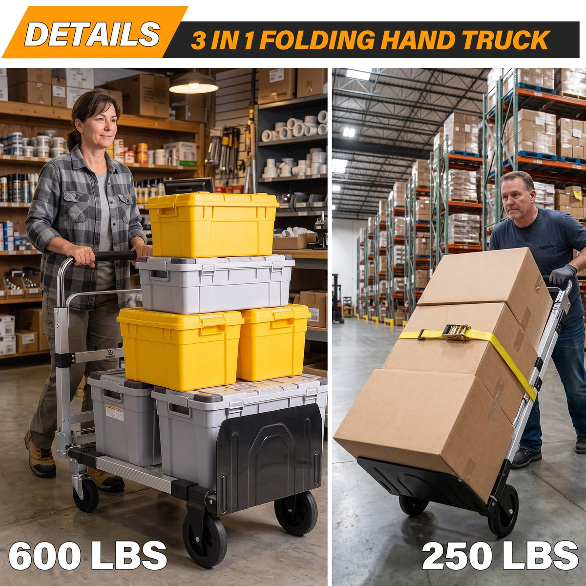 3 in 1 Convertible Folding Hand Truck with 2 Straps Z660