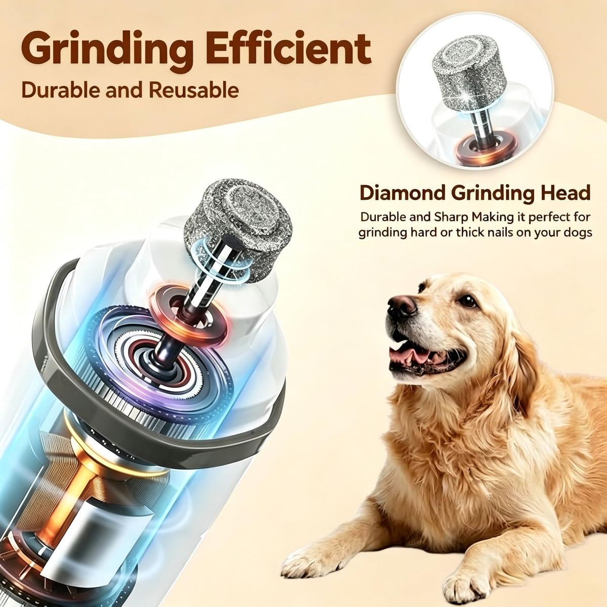 3-Speed Dog & Cat Nail Grinder with LED Light O58133