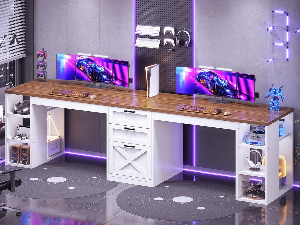 96.5" 2 Person Computer Desk with Storage Drawers L871530