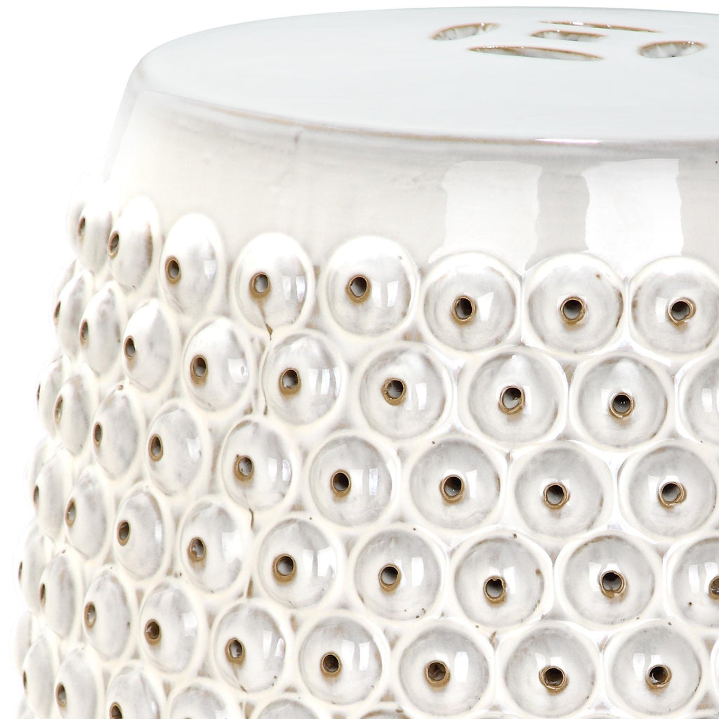 Creme Ceramic Garden Stool B62076
