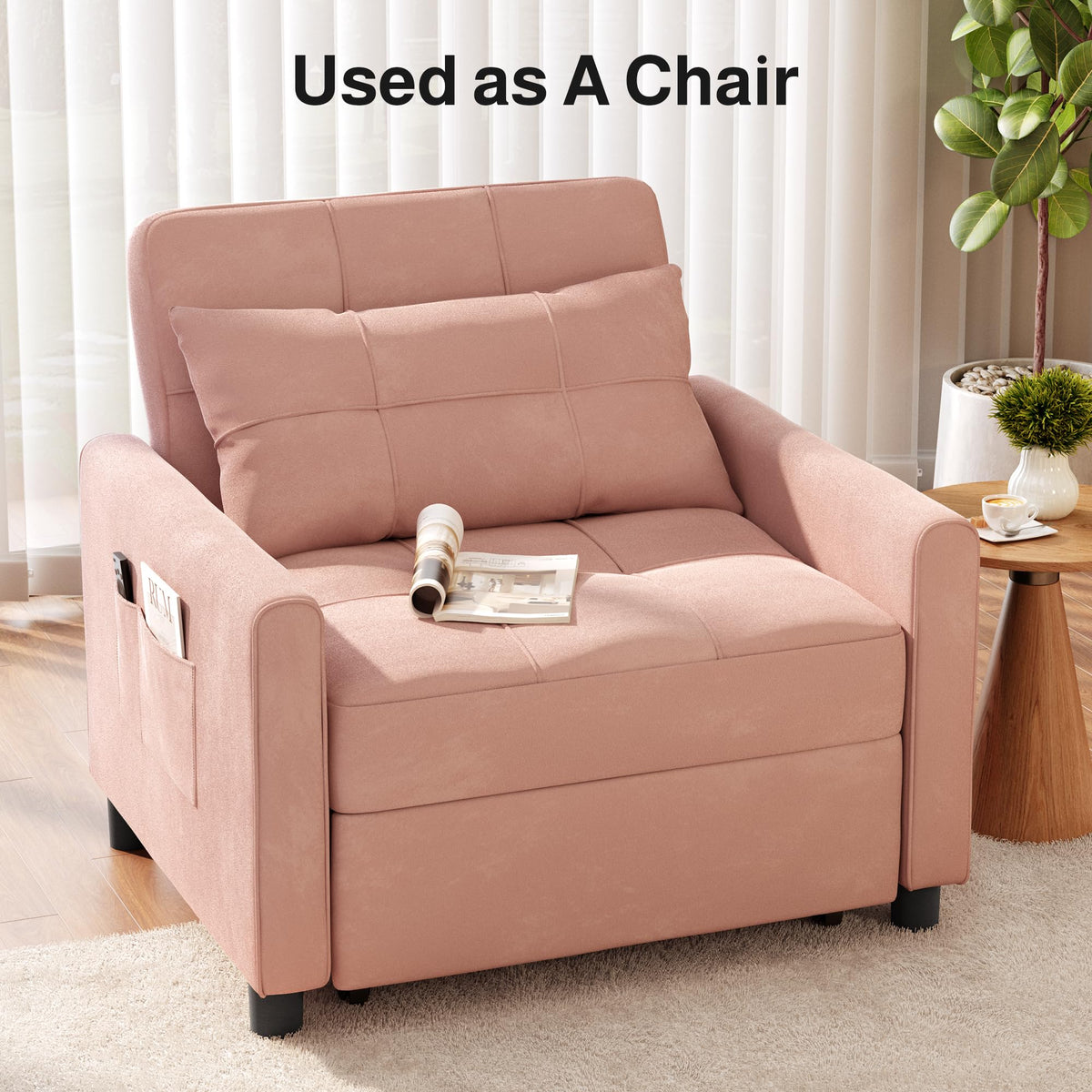 Pink Convertible Sleeper Chair Sofa Bed G25602