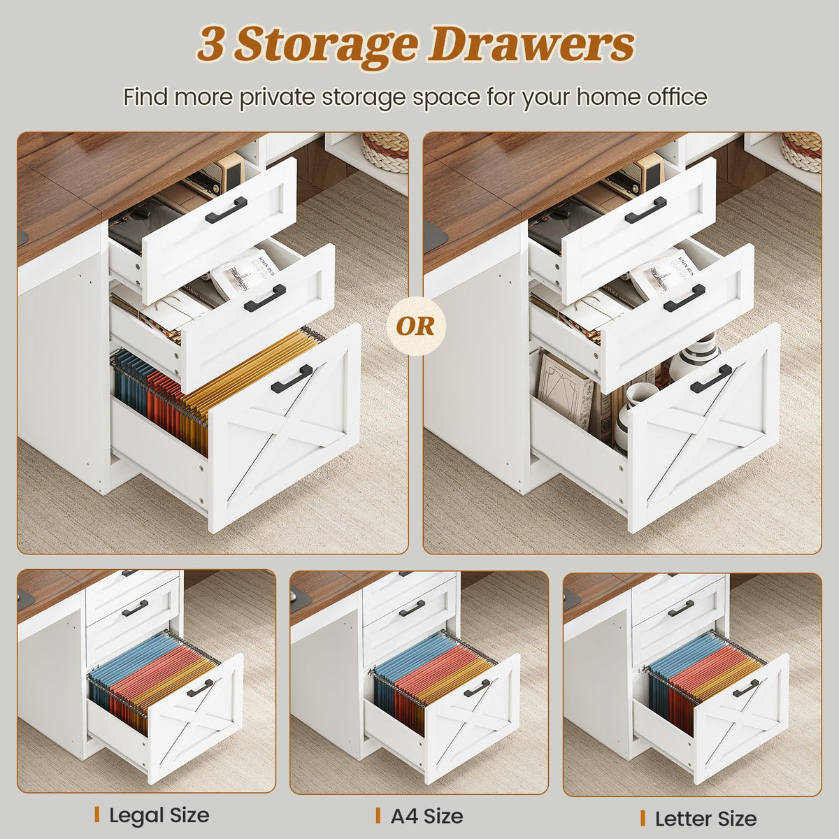 96.5" 2 Person Computer Desk with Storage Drawers L871530