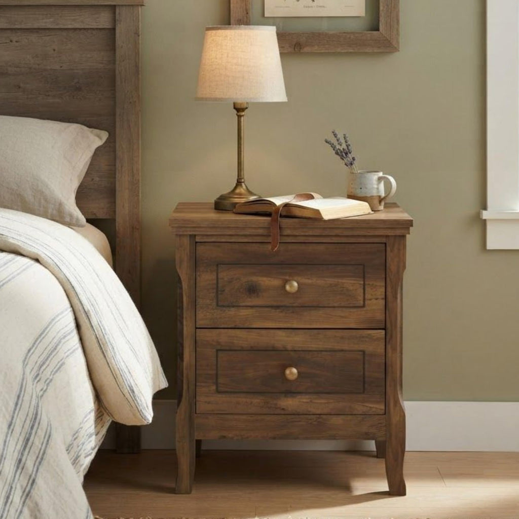 2 Drawer Wood Nightstand Set of 2 D82680