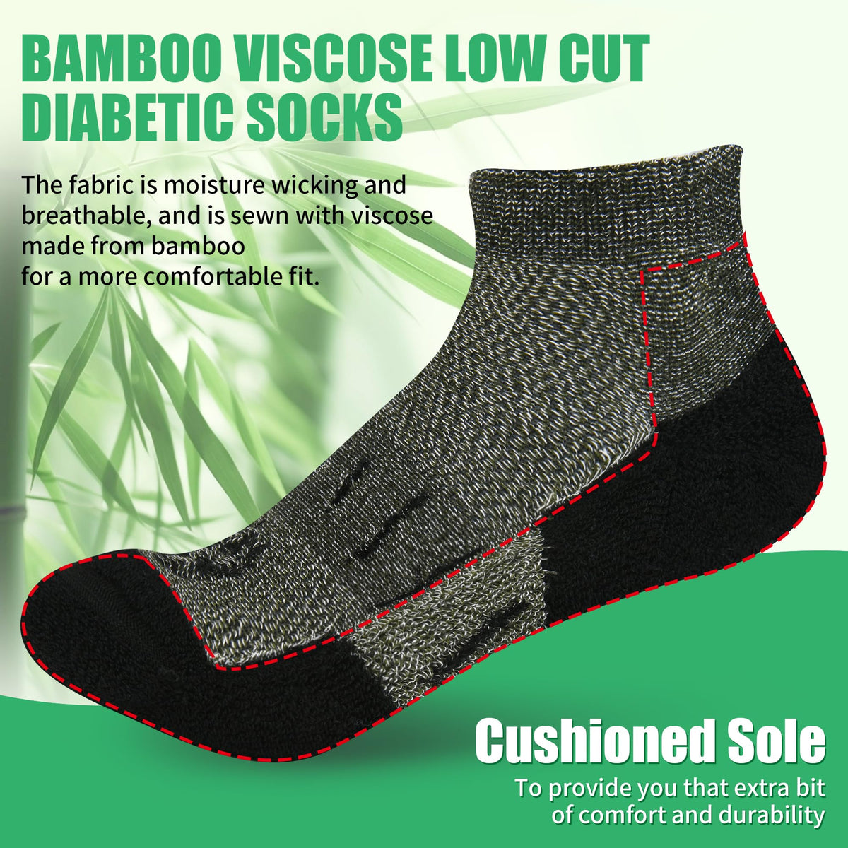 Low Cut Bamboo Viscose Diabetic Socks S858893
