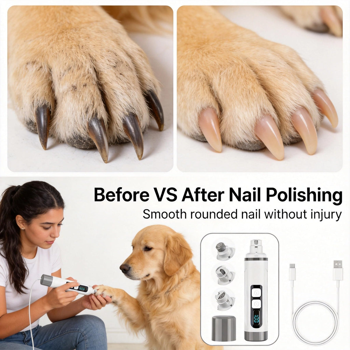 3-Speed Dog & Cat Nail Grinder with LED Light O58133