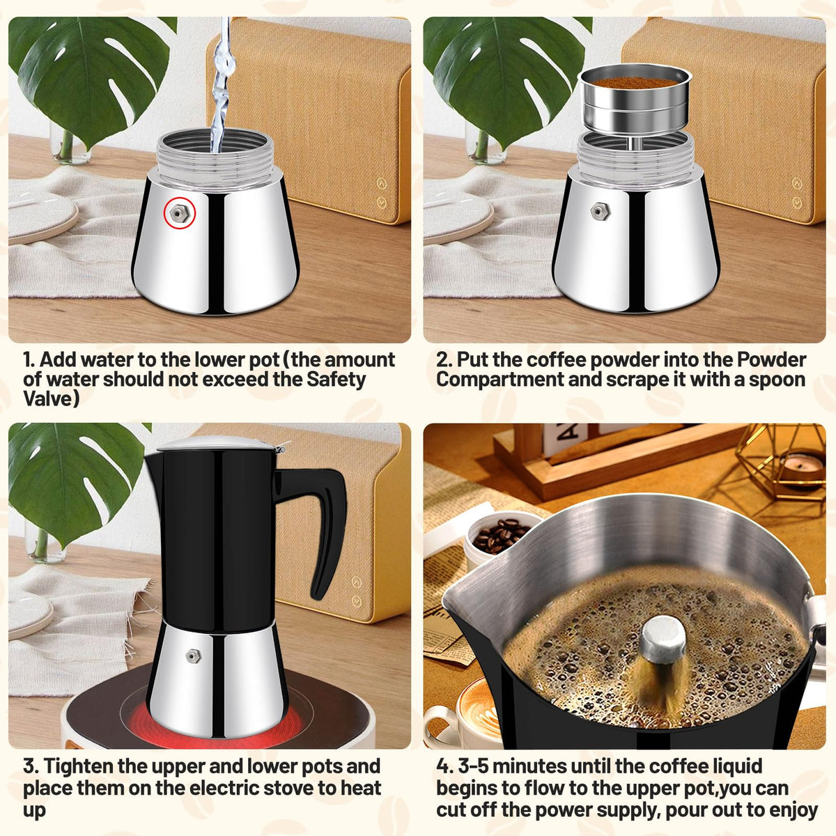 12 Cup Thickened 304 Stainless Steel Moka Pot N72878