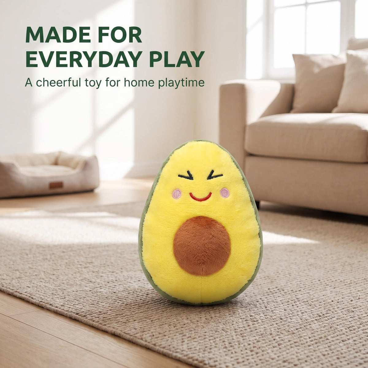 Squeaky Plush Avocado Dog Chew Toy H376675