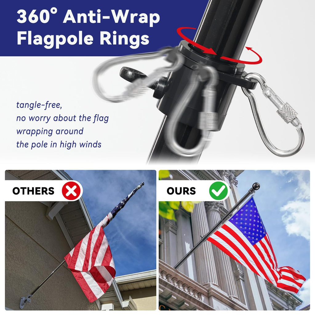 5ft Heavy Duty Black Flag Pole Kit with Holder M1025