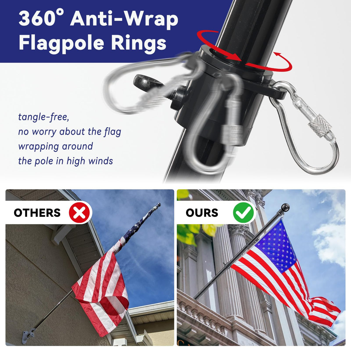 5ft Heavy Duty Black Flag Pole Kit with Holder M1025