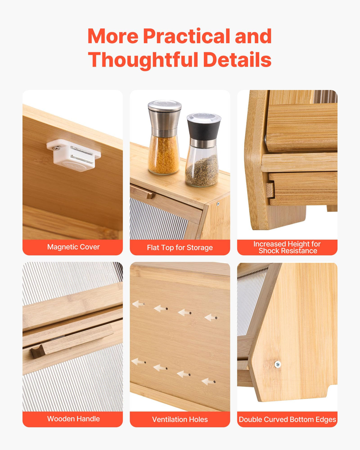 Large Capacity Bamboo Bread Box X439596