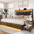 Queen Size Wooden Bed Frame with Storage Drawers U159