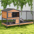 2-Story Rabbit Hutch with Metal Frame and 6 Locking Casters H52117