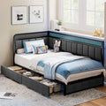 Twin Corner Bed Frame with Upholstered Guardrail L945448