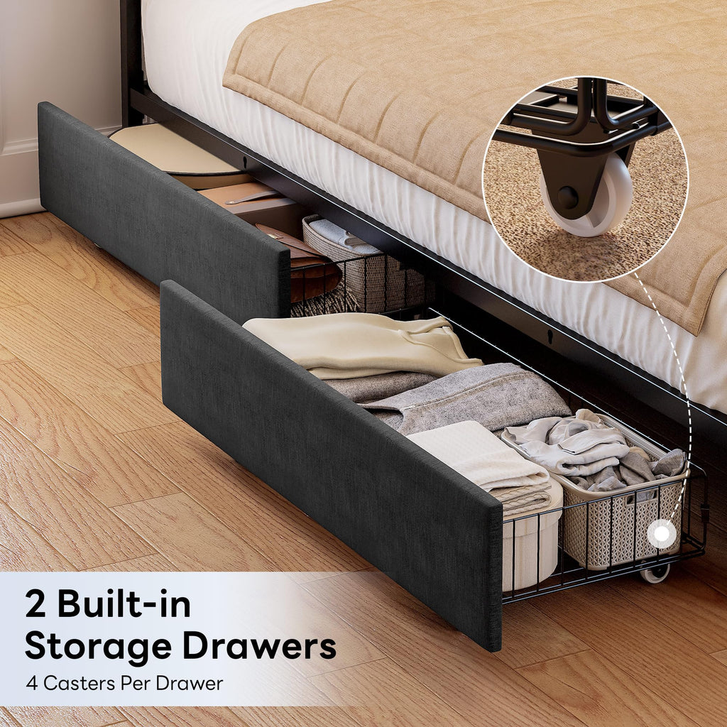 Twin Corner Bed Frame with Upholstered Guardrail L945448