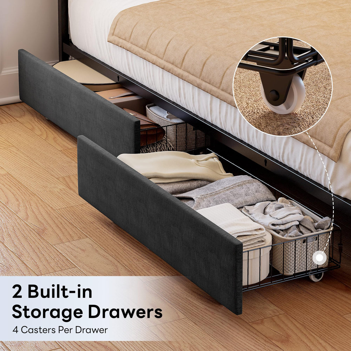 Twin Corner Bed Frame with Upholstered Guardrail L945448
