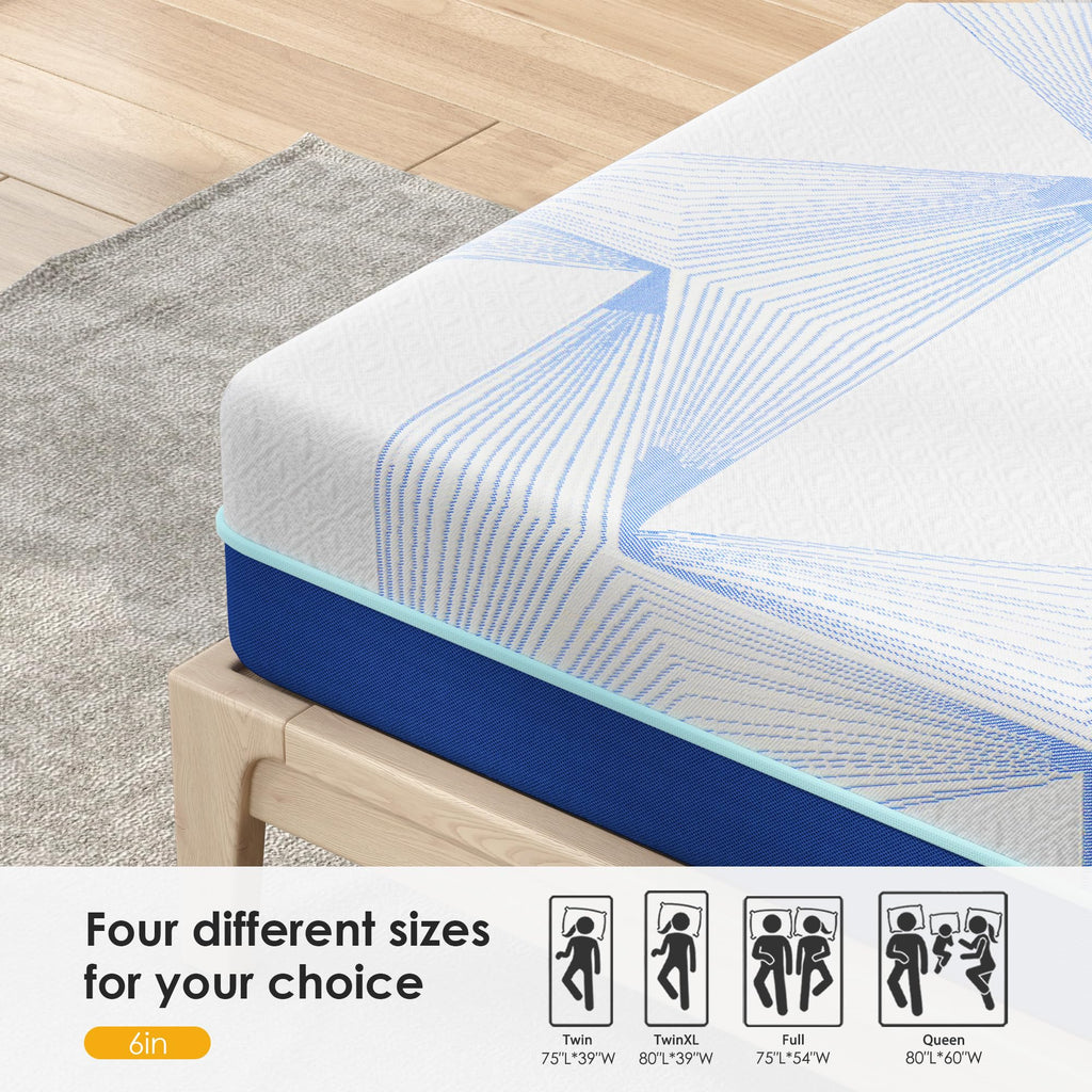 6 Inch Gel Memory Foam Twin Size Mattress T851