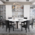 Set of 6 Black Faux Leather Upholstered Dining Chairs with Wood Legs C39542