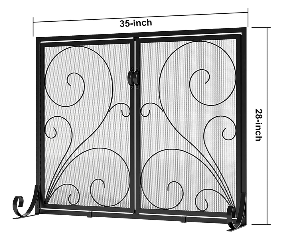 Fireplace Screen Steel Mesh Spark Guard 35" L x 28" H A9088