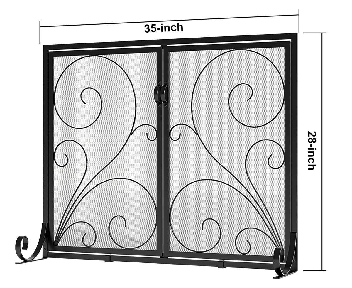 Fireplace Screen Steel Mesh Spark Guard 35" L x 28" H A9088