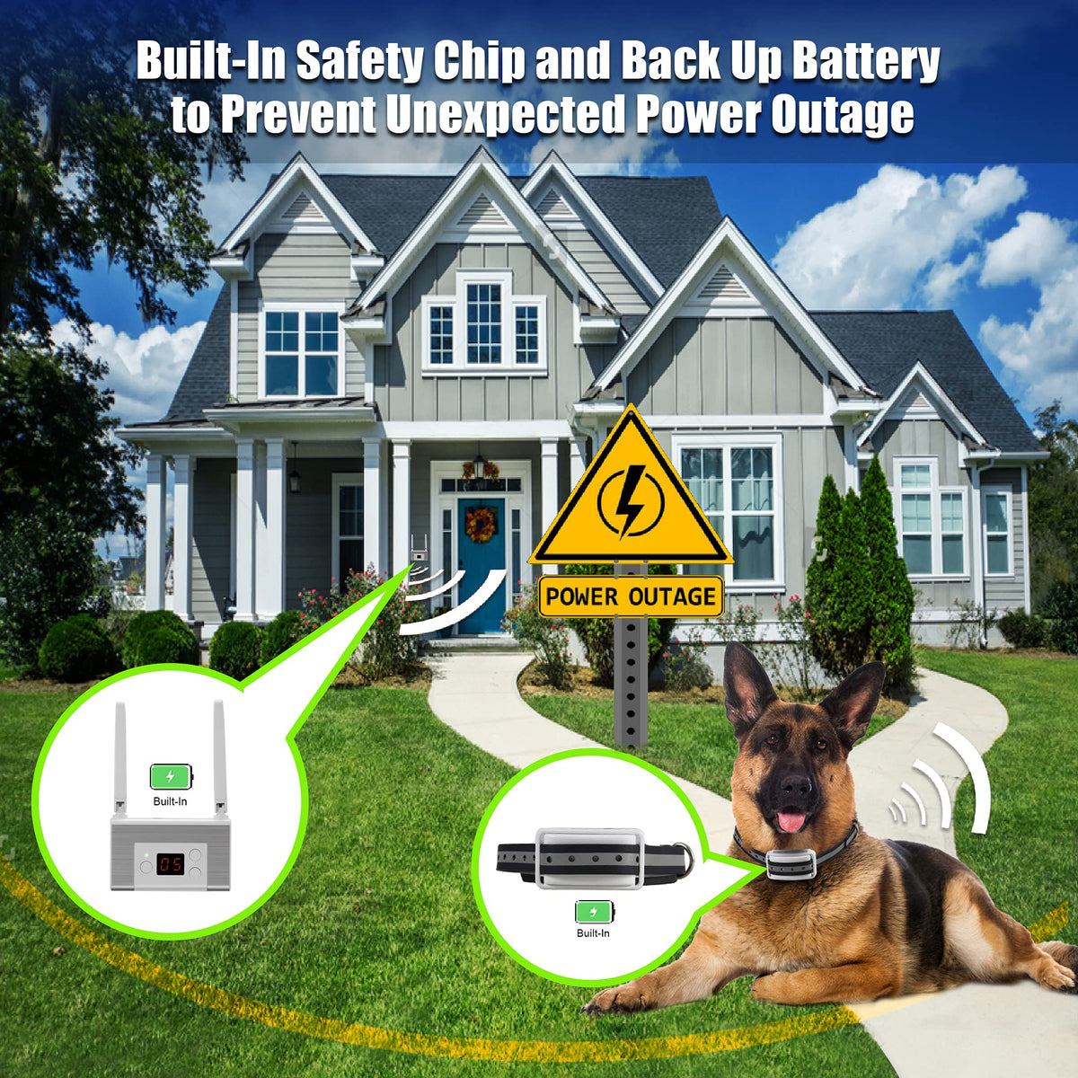 Electric Wireless Dog Fence System with Waterproof Rechargeable Collar S408279