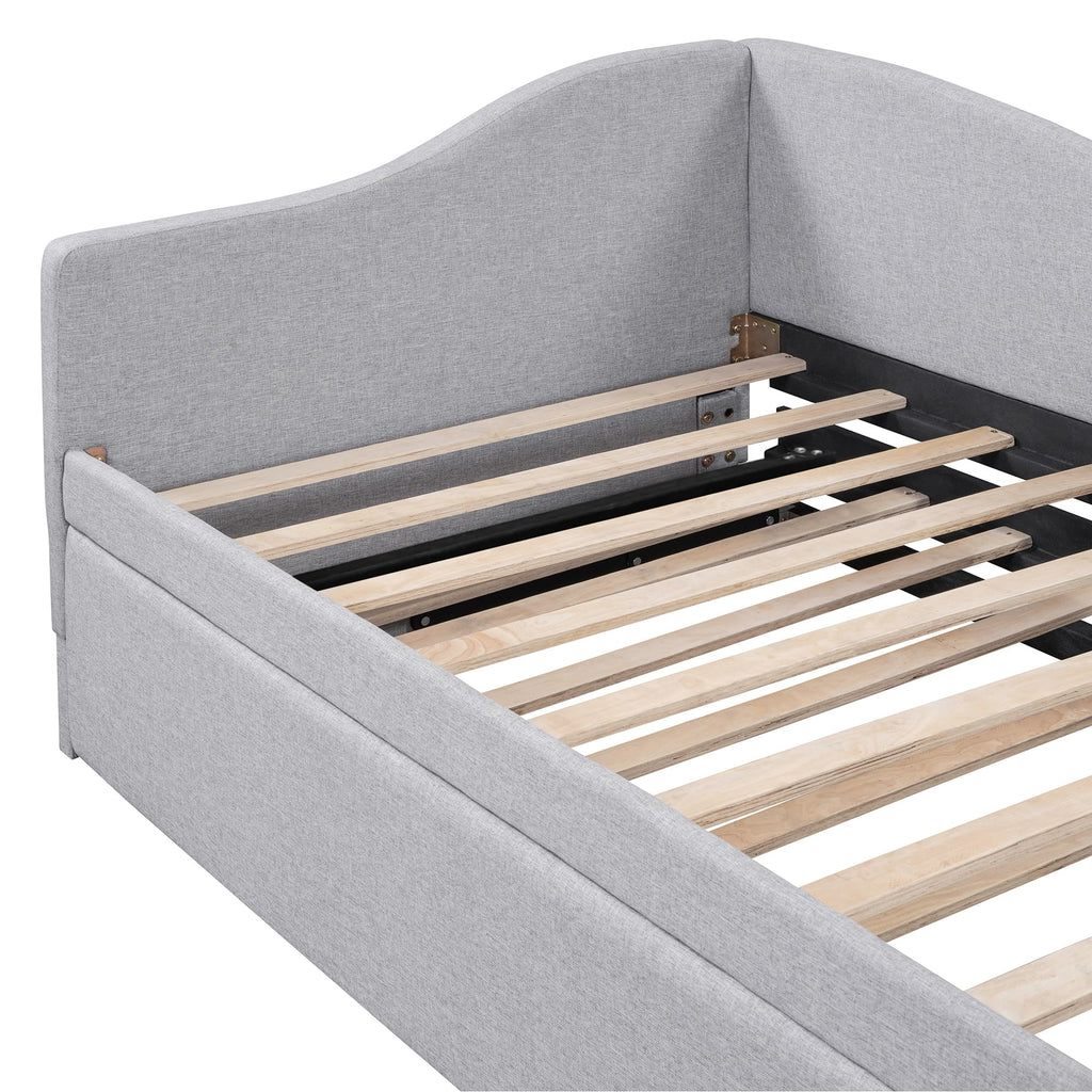 Twin Size Linen Upholstered Daybed with Pop up Trundle M206668